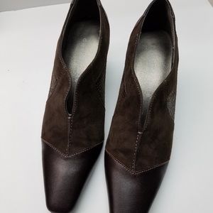 David Tate Brown Suede & Leather Heels 6.5 Narrow